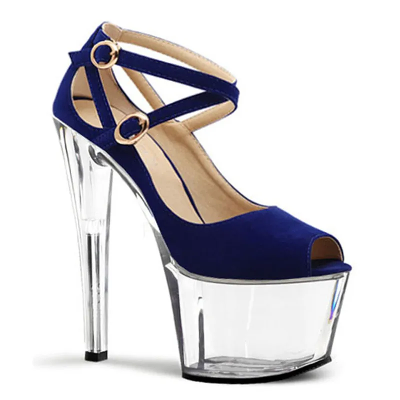 7 inch spool peep toe fashion shoes star performance shoes 17-18 high thick heel sandals sexy clubbing party shoes
