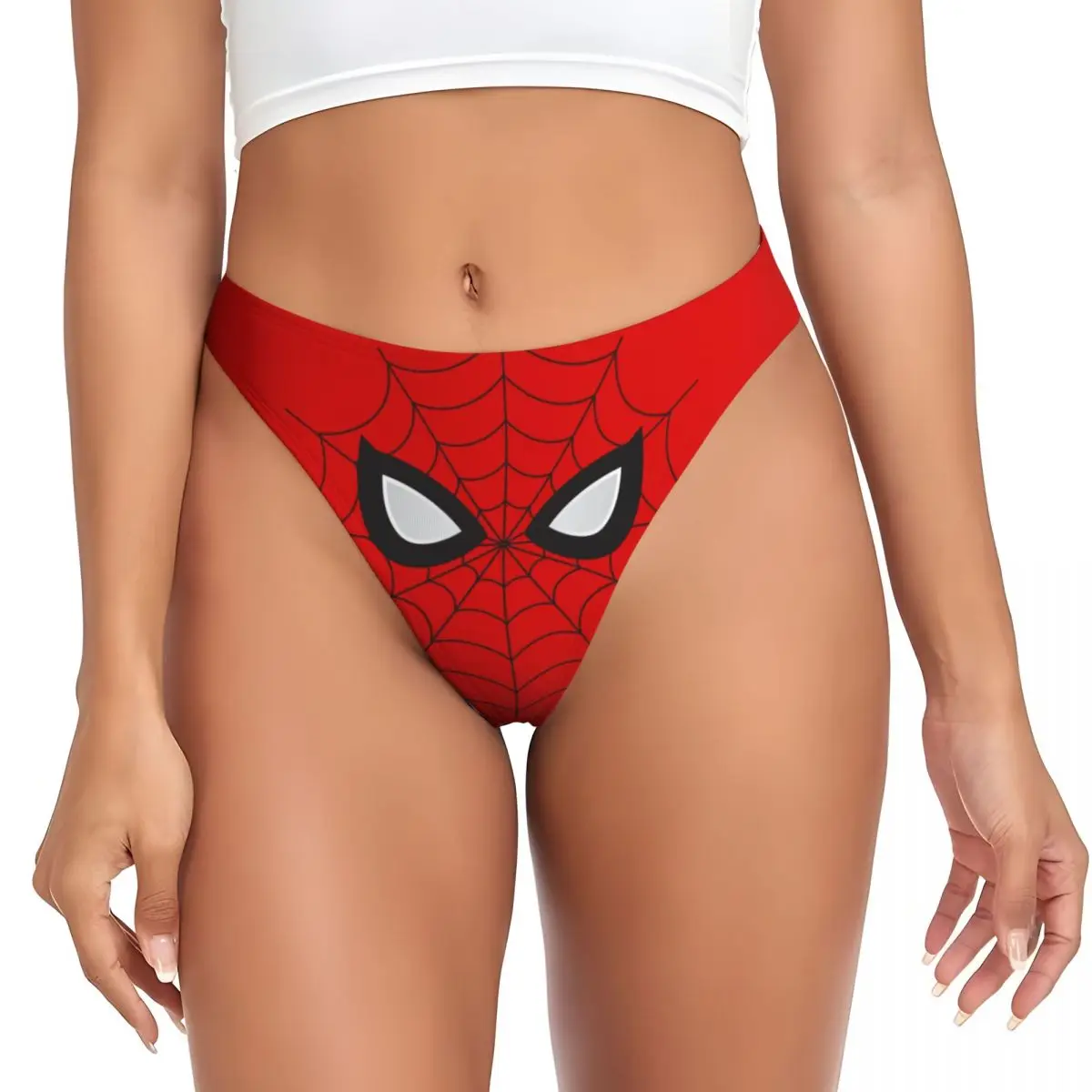 

Custom Spider Red Web G-string Thong Womens Breathable Stretch Cartoon Panties Underwear