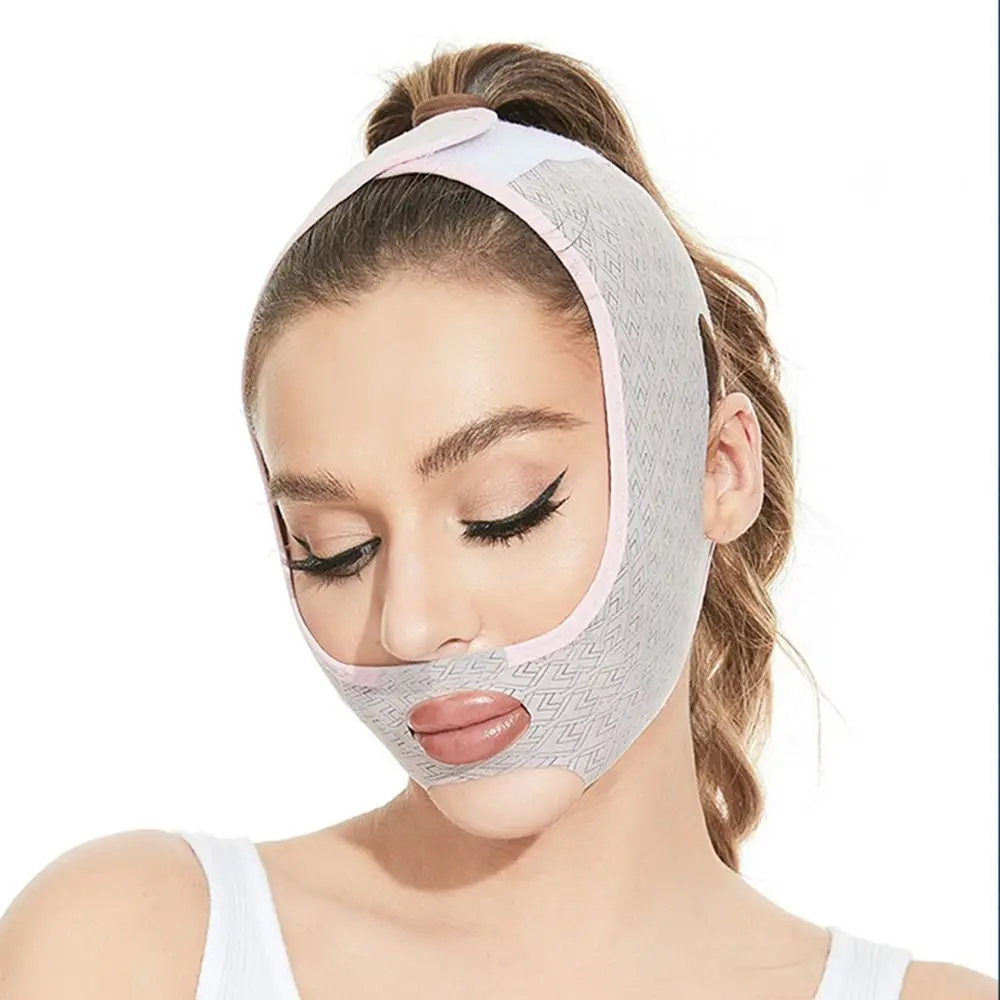 Masque facial anti-déformable à double ruisseau, ligne en V, spoage du visage, bandage amincissant facial, sangle de levage des joues, bande lifting