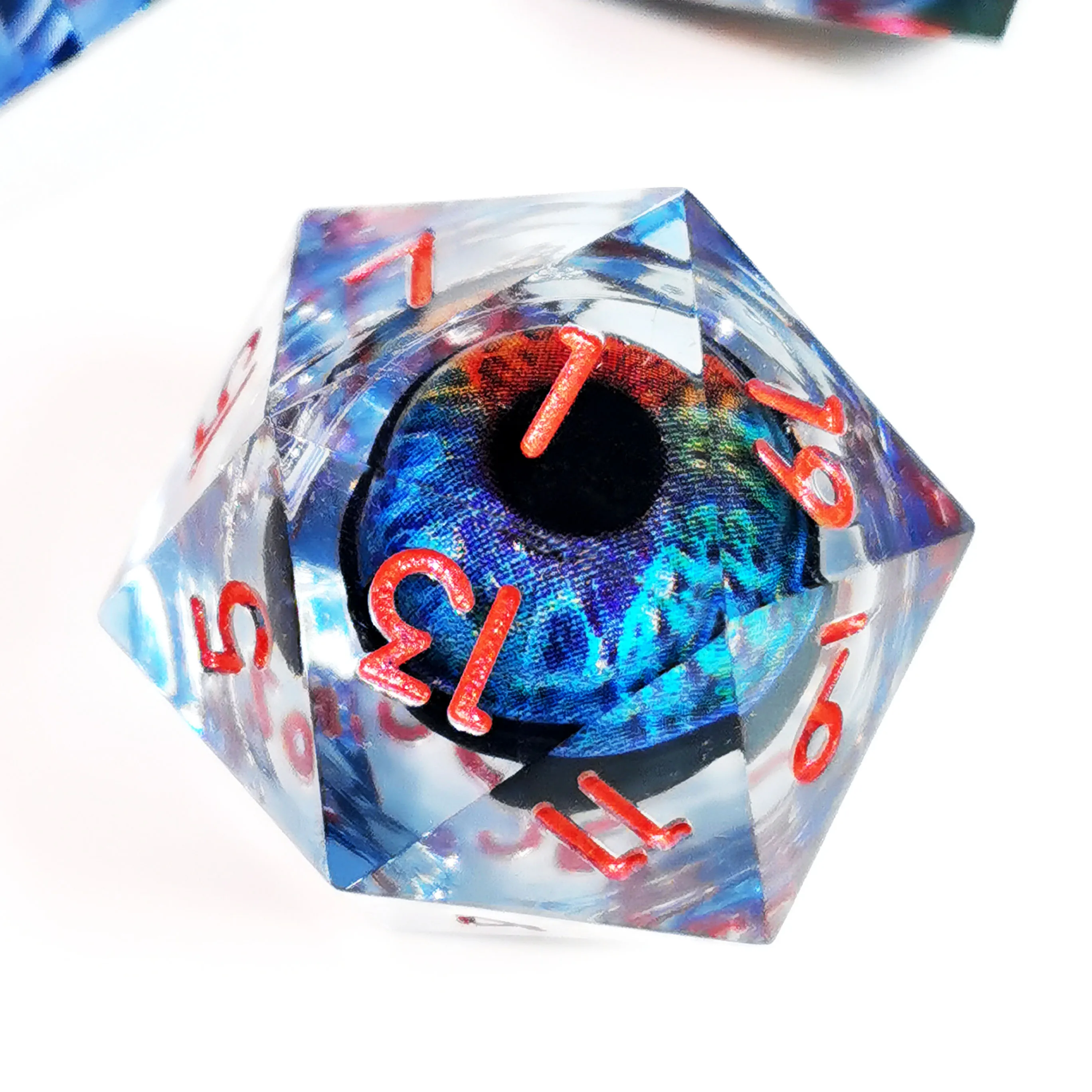 

DnD Dice Set - Sky Blue Resin Polyhedral Dice with Spinning Dragon Eye Core for D&D, RPG Games (7-Piece Set)
