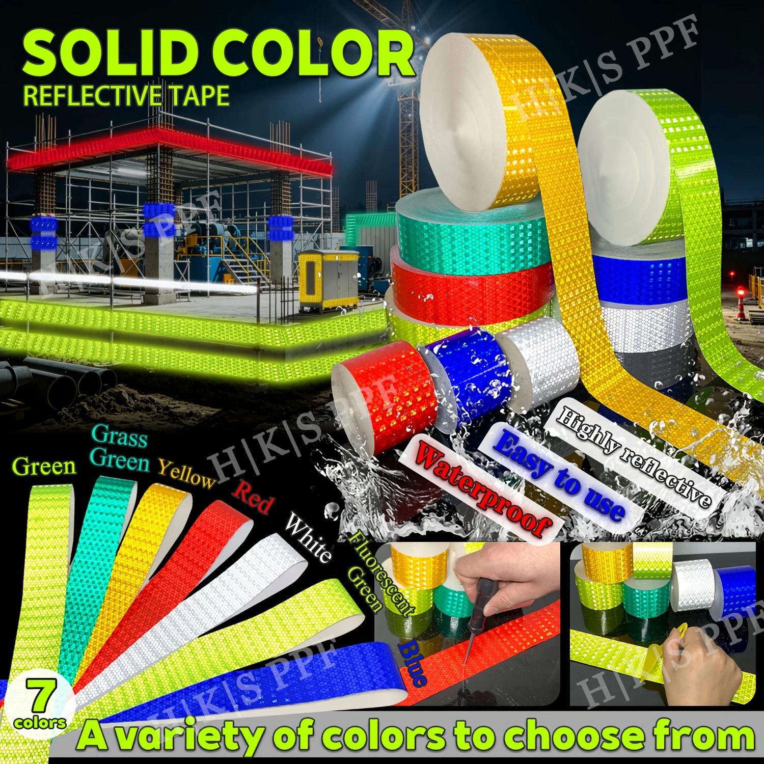 Safety Sign Reflective Strip 5cm Reflective Tape Car Sticker Car Truck Trailer Safety Accessories Warning Tape RED/WHITE/BLUE