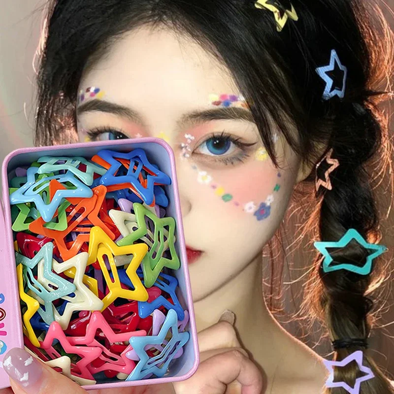 10-50 pz Y2K ragazze Star Barrettes clip a scatto in metallo stella colorata BB tornante granchio bastone donne Bobby Pin copricapo accessori per