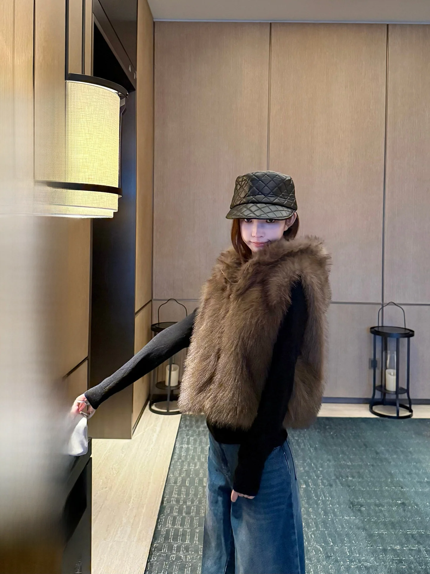 

Buleng Fur Vest Women's Winter Outerwear Eco-friendly Long Sve round Ne ort Coat Youth Casual Faion Loose Fit