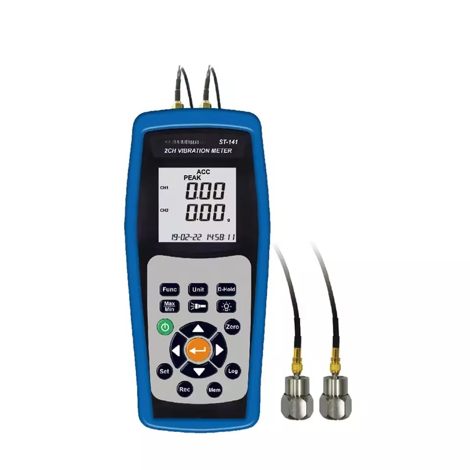TENMARS ST-141D ST141D Dual Acceleration Gauge for Measuring Velocity Displacement Vibration Meter Vibrometer Rang 0.5~199.9mm/s