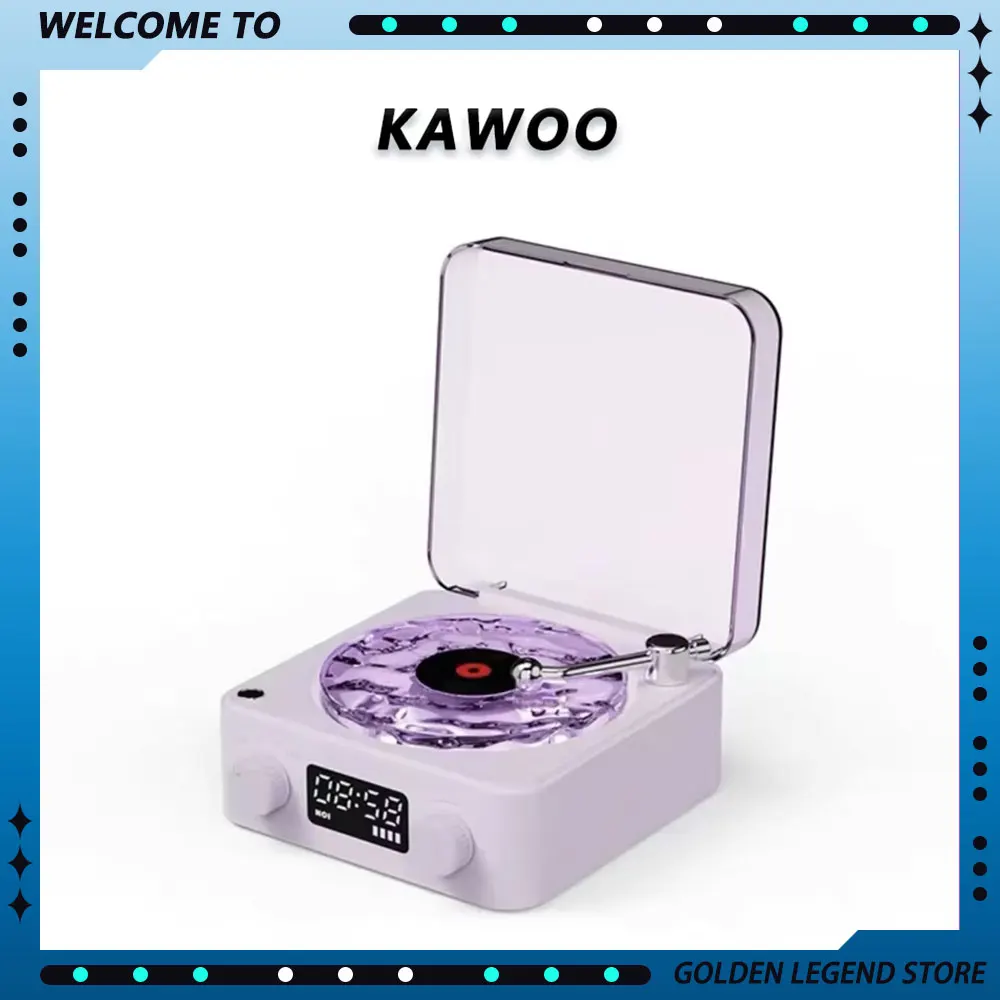 KAWOO Mini Retro Speaker Wireless Bluetooth Atmosphere Light White Noise Speaker Clock Customized Product Bedroom Gifts For Home