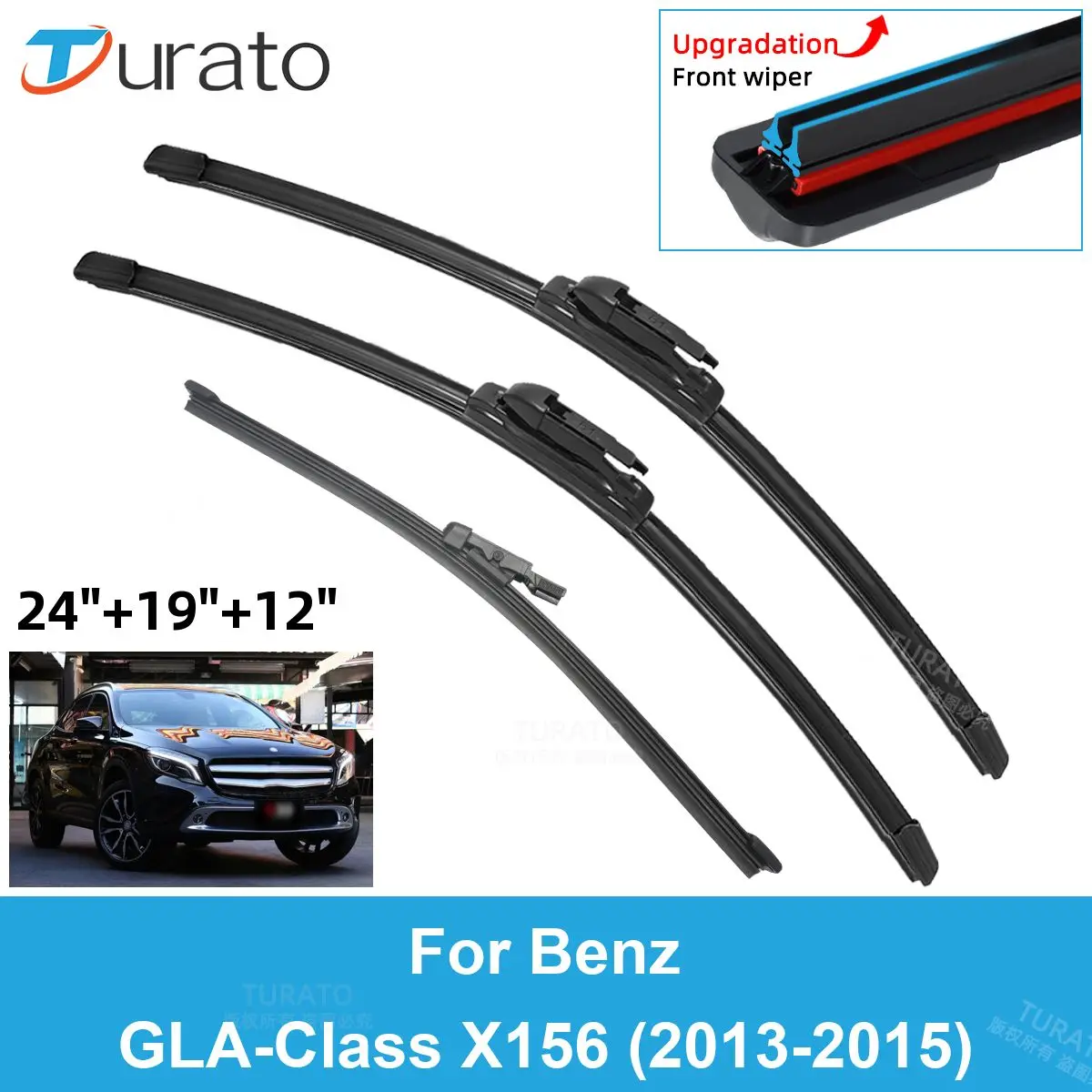 

3PCS Car Wiper Blades for 2013-2015 Benz GLA-Class X156 Rear Windshield Wipers Double Rubber Car Accessories 2013 2014 2015