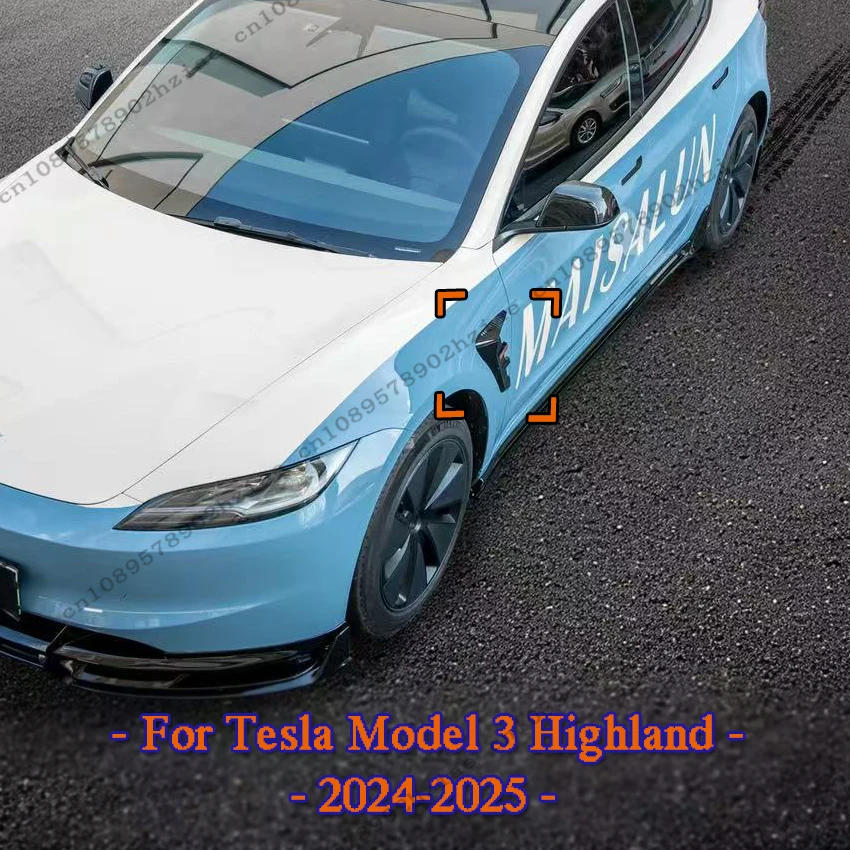 

fighting style Car Side Air Intake Fender Vents Cover Side Spoiler Cap For Tesla Model 3 Highland 2024-2025 Body Kits Tuning ABS