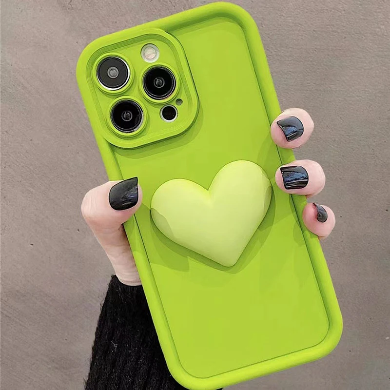 Cute Phone Case Silicone Heart Three Dimensional Pattern Provides Impact Protection Protects Your Phone From Bumps And Dropssce