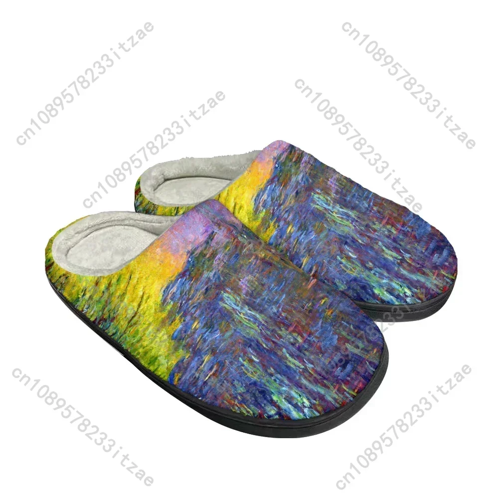 Hot Cartoon MONET Fashion Cotton Custom Slippers Mens Womens Teenager Plush Casual Keep Warm Shoes Thermal Comfortable Slipper