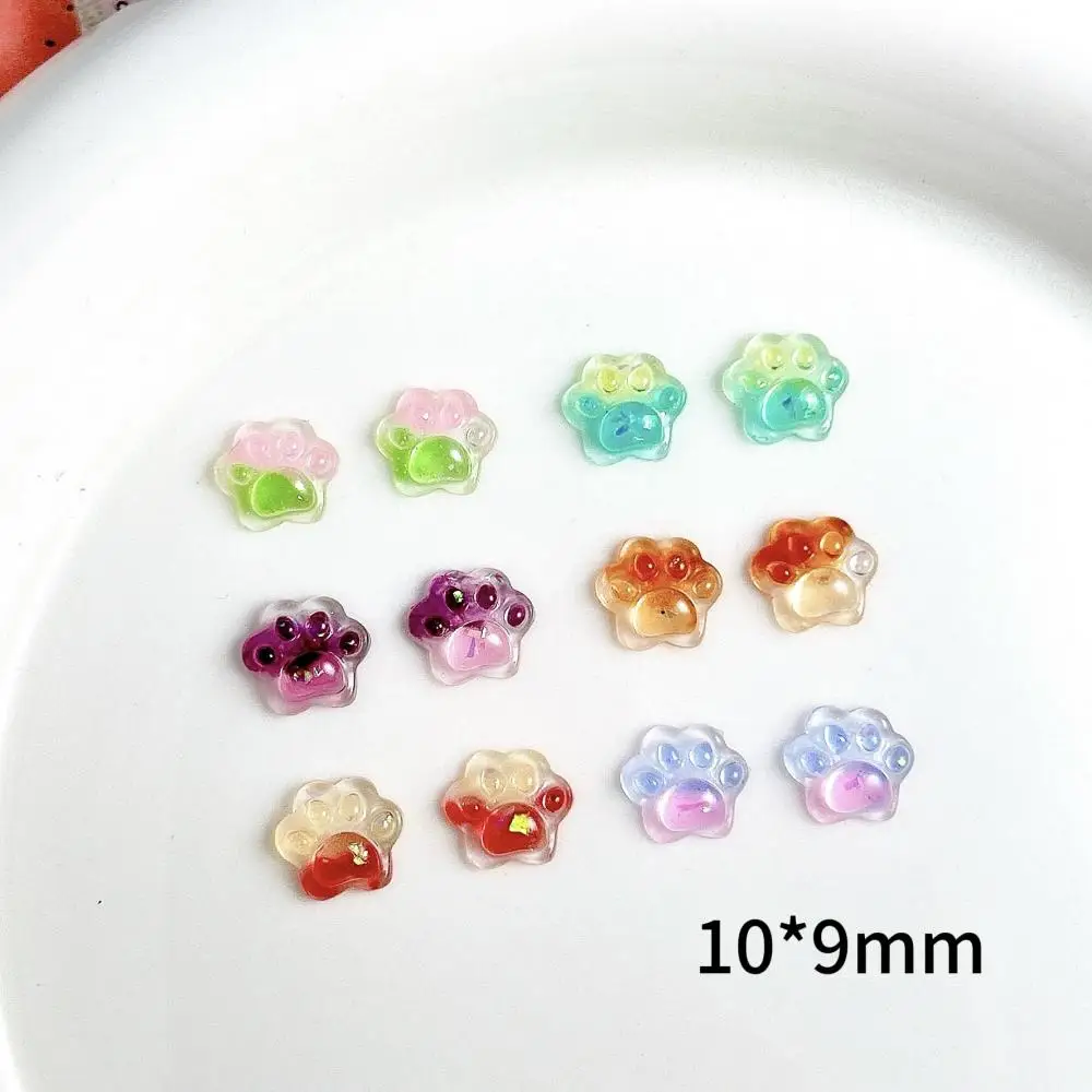 Gradient Double Colors Cute Cat Claw Nail Charms Transparent Luminous Jelly Paw Resin Nail Art Decorations for DIY Nails Designs