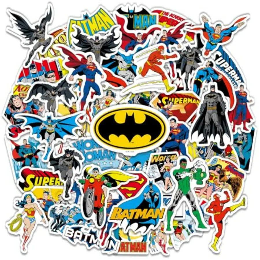 

Superhero Stickers for Water Bottles 50PCS Cool Comic Hero Stickers for Teens Adults Waterproof Vinyl Decals for Laptop, Skateb