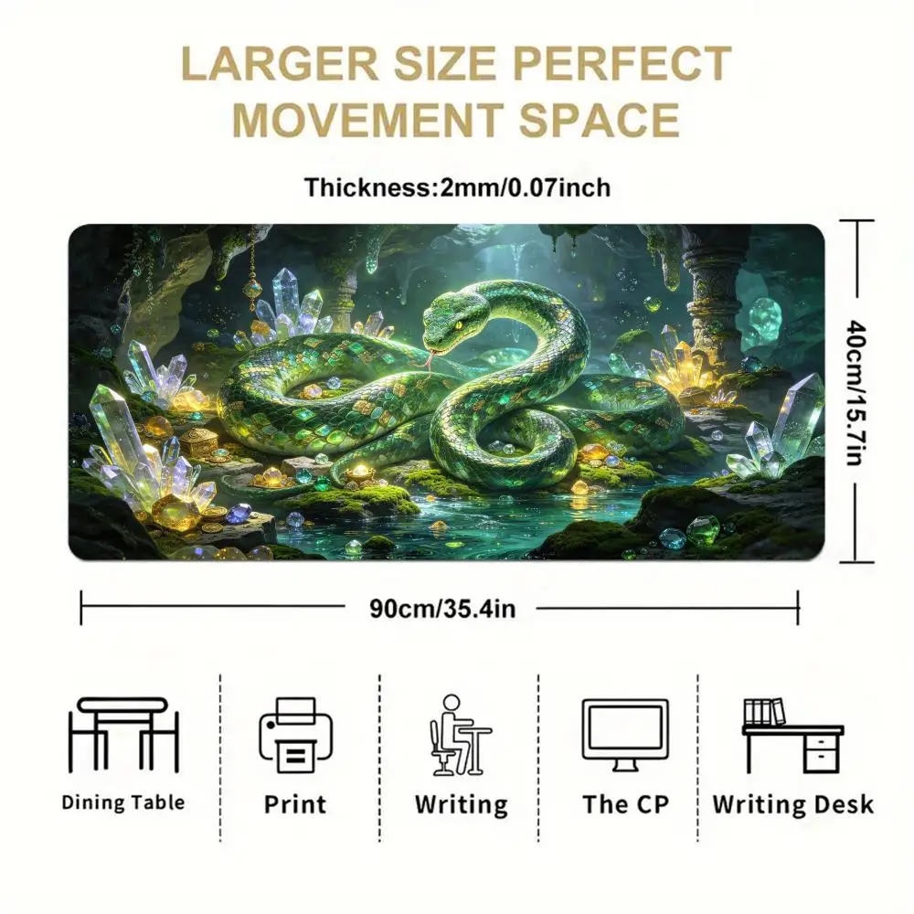 Ice Crystal Blue Dragon Table Mat Large Size Non Slip Rubber Base Smooth Cloth Surface For Fantasy Gaming Desk