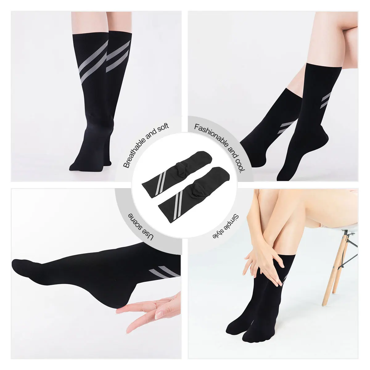 

Sports Hygroscopic Cycling Socks Black Sweat Releasing Reflective Breathable Athletic Socks Men Women Running Competition