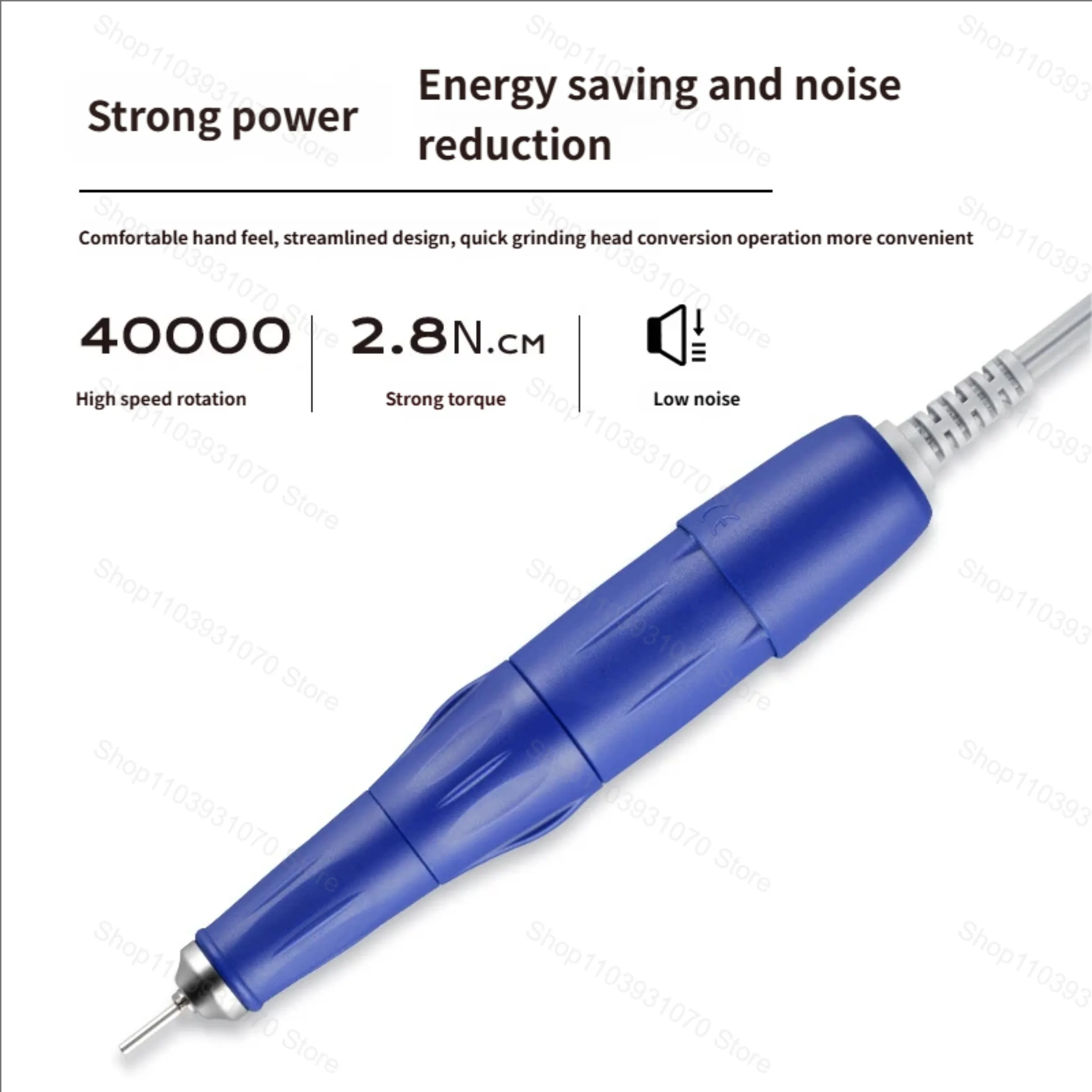 Frezarka do paznokci 40000 obr./min, mocna, rękojeść 210 105L, 65W, urządzenie do manicure, pedicure, polerowania żelu do paznokci, narzędzie do szlifowania.