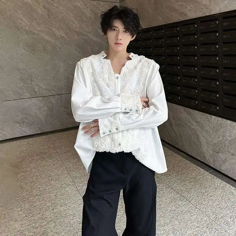 LUZHEN Pattern Shirts Floral 2025 Long Sleeve Spring Embroidery Men's Elegant Luxury Original Niche Design Handsome Tops JY6003