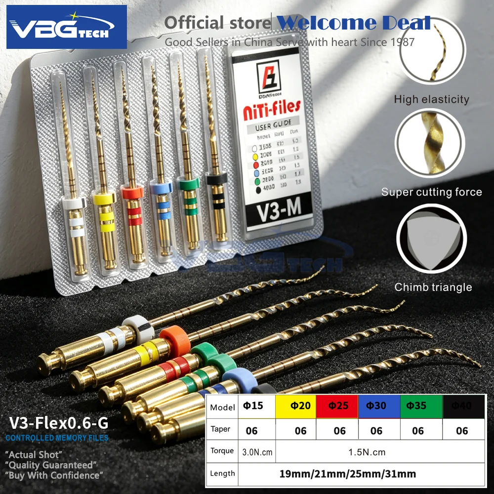 6Pcs/Pack Dental Endo Rotary Flex Niti Files Endodontic 25/31/21MM Nickel Titainium Instrument 15#25#40# 04 06 Dentistry Tool