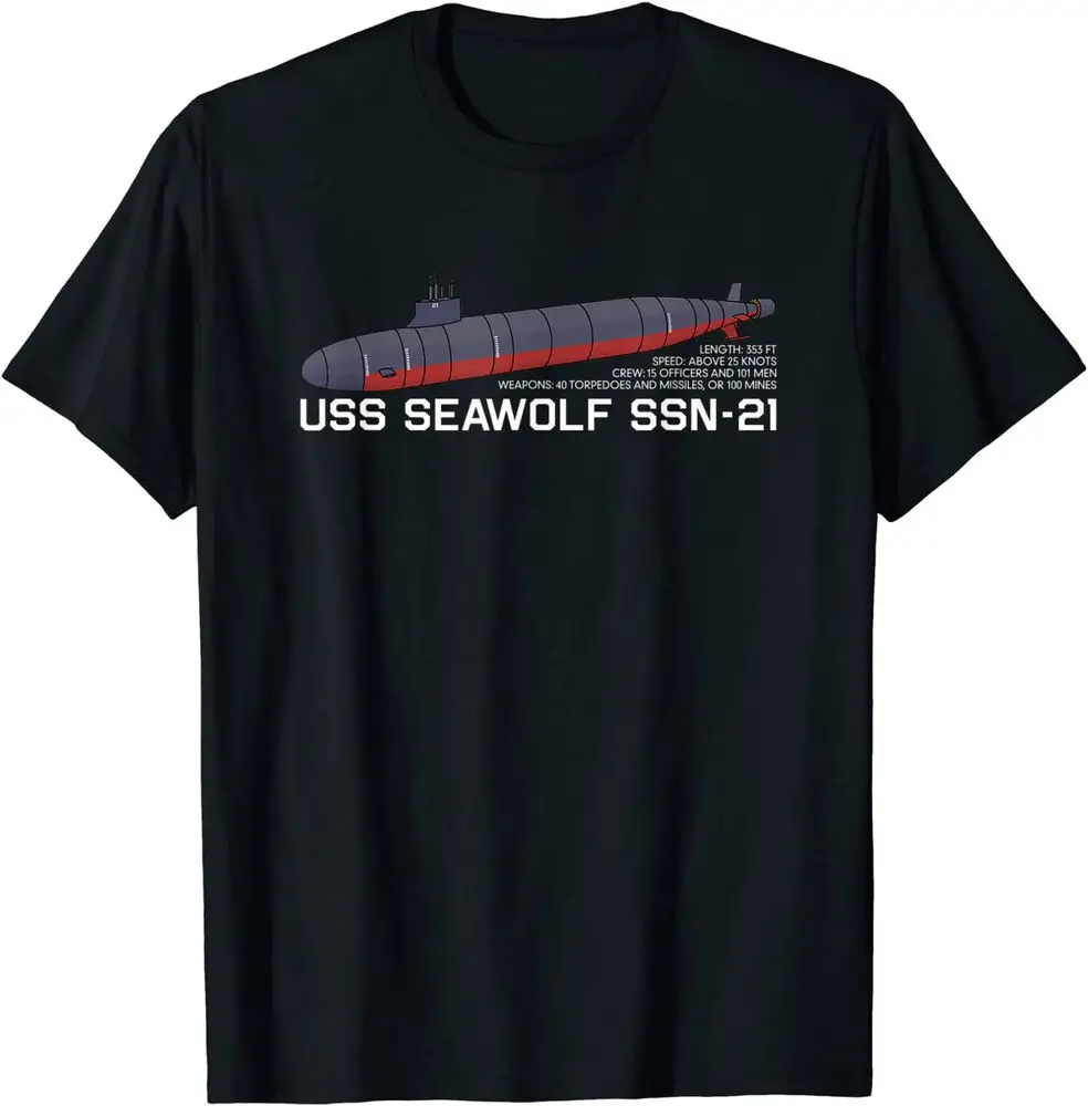 Hot Sale!!! USS Seawolf SSN-21 Submarine Graphic Gift Men T-Shirt Anime Pattern Clothing Y2K Summer