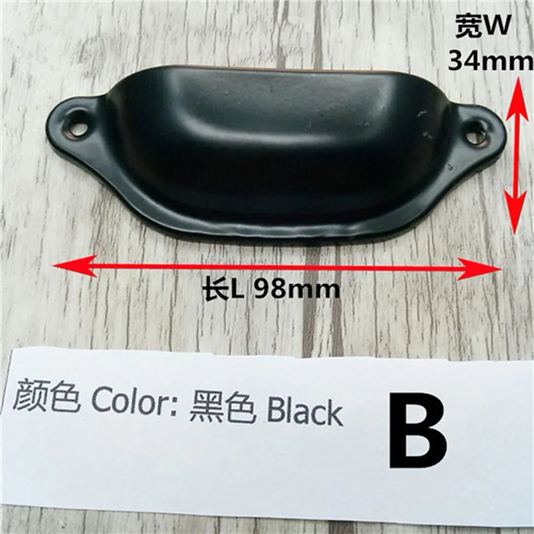 98x34mm Matte Black Shell Pull Furniture Handle Hole CC 84mm Iron Material Pull