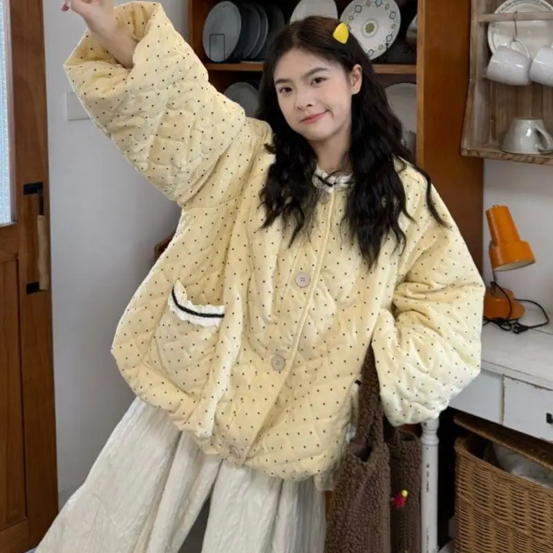 Sweet Lovely Girl's Cotton Jacket Korean Version Winter New Item Loose Casual Tops for Teenagers Thick Warm Jacket for Students