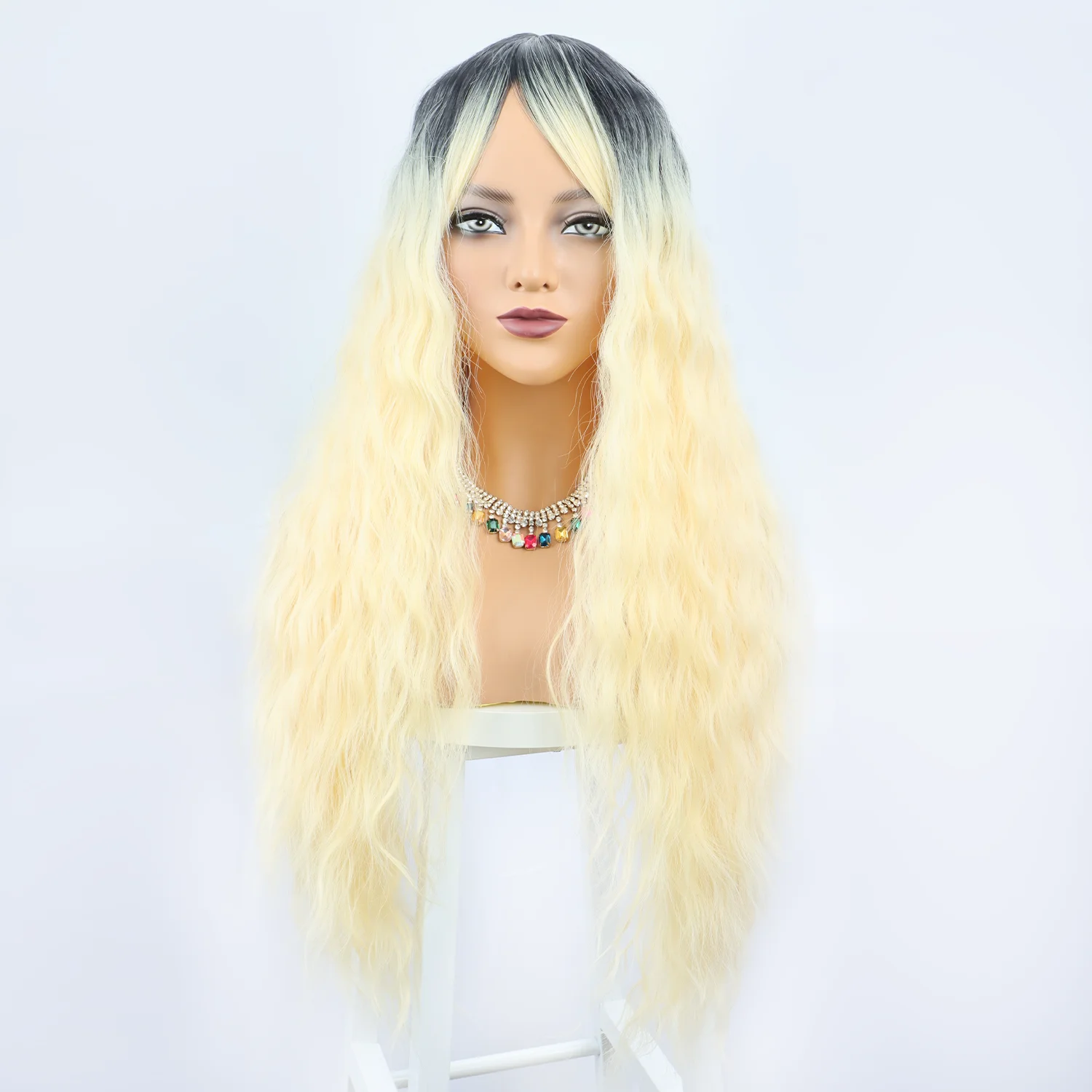 Ombre Synthetic Wigs Long Body Wavy Wig Natural Hairline Daily Hair Heat Resistant Fiber Smooth Party Cosplay Wig