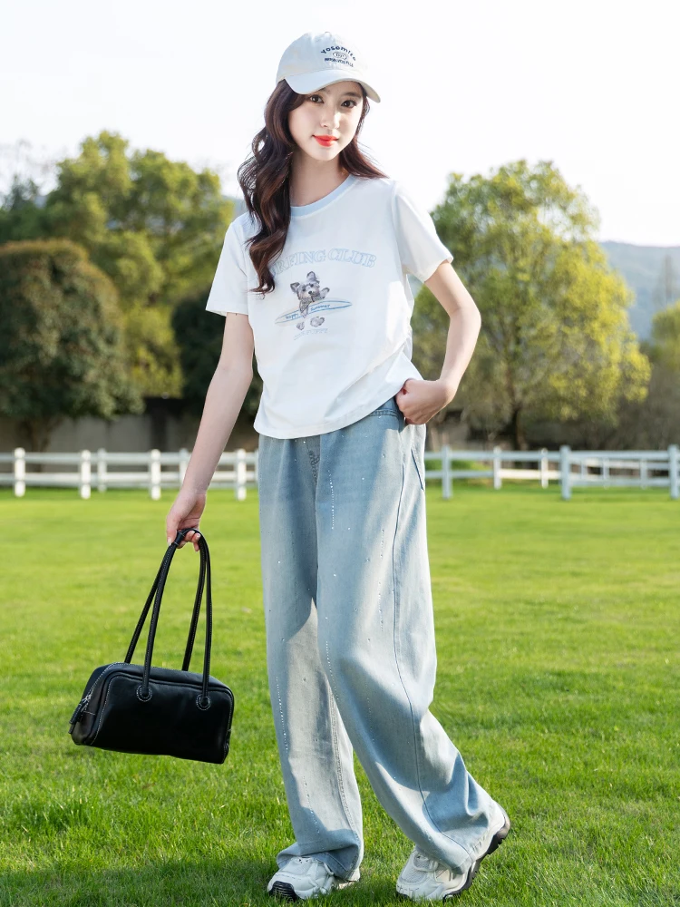 girls-summer-outfit-set-thin-casual-denim-two-piece-set-korean-style-children's-clothing-breathable-comfortable-kids-fashion