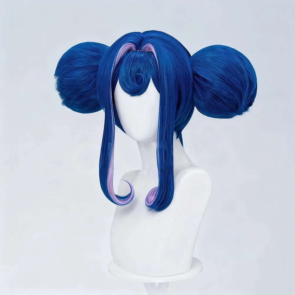 Anime Ridders Van Guinevere Cosplay Pruik Vrouwen Lolita Blauw Dubbele Broodjes Haar Hittebestendige Synthetische Pruik Halloween Prop