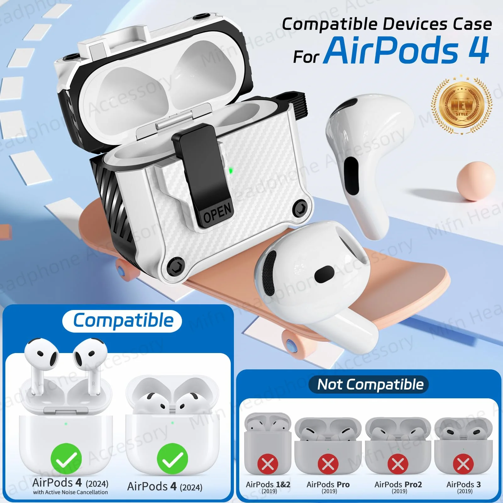 2025年版 AirPods Pro 3 セキュリティロック付きイヤホンケース クリーナーキット付き 自動ロックケース AirPods 第4世代/アクティブノイズキャンセリング搭載 2024年版対応