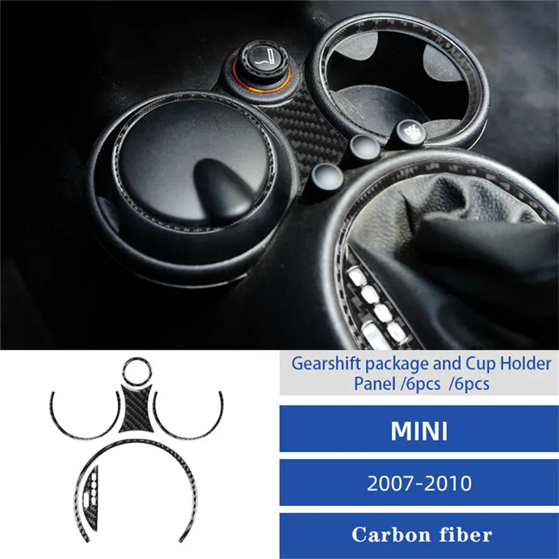 

Car Gear Shift Water Cup Holder Panel Decoration Carbon Fiber Sticker For BMW MINI Cooper R55 R56 R57 2007-2010