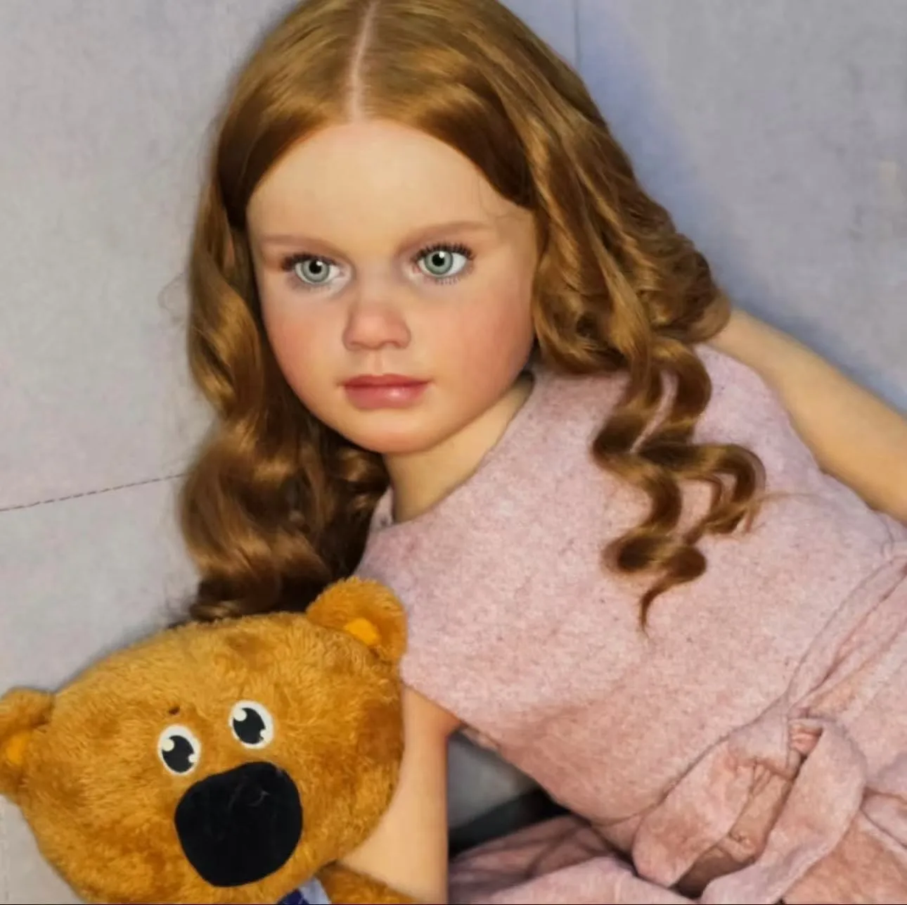 Lighter Tanned Skin Tone Painted 45inch Lifelike Reborn Doll Toddler Girl Rooted Curly Hair Kits Toy Gift