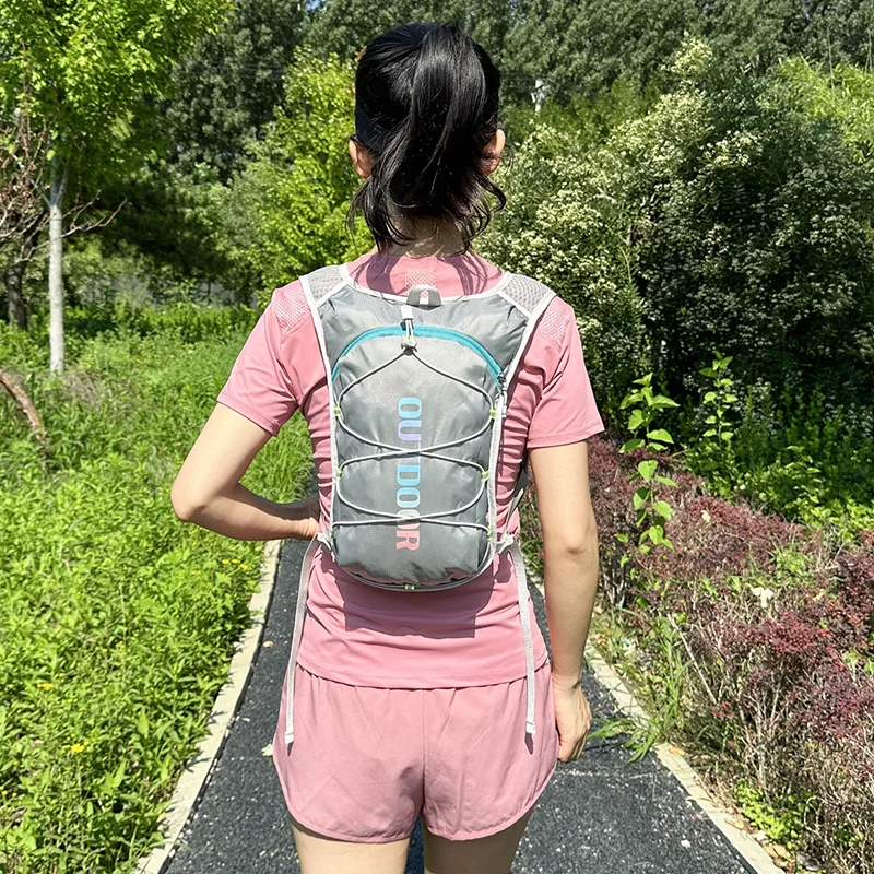 Polyester lightweight running backpack, safety reflective sports water bottle backpack, cycling waterproof bag