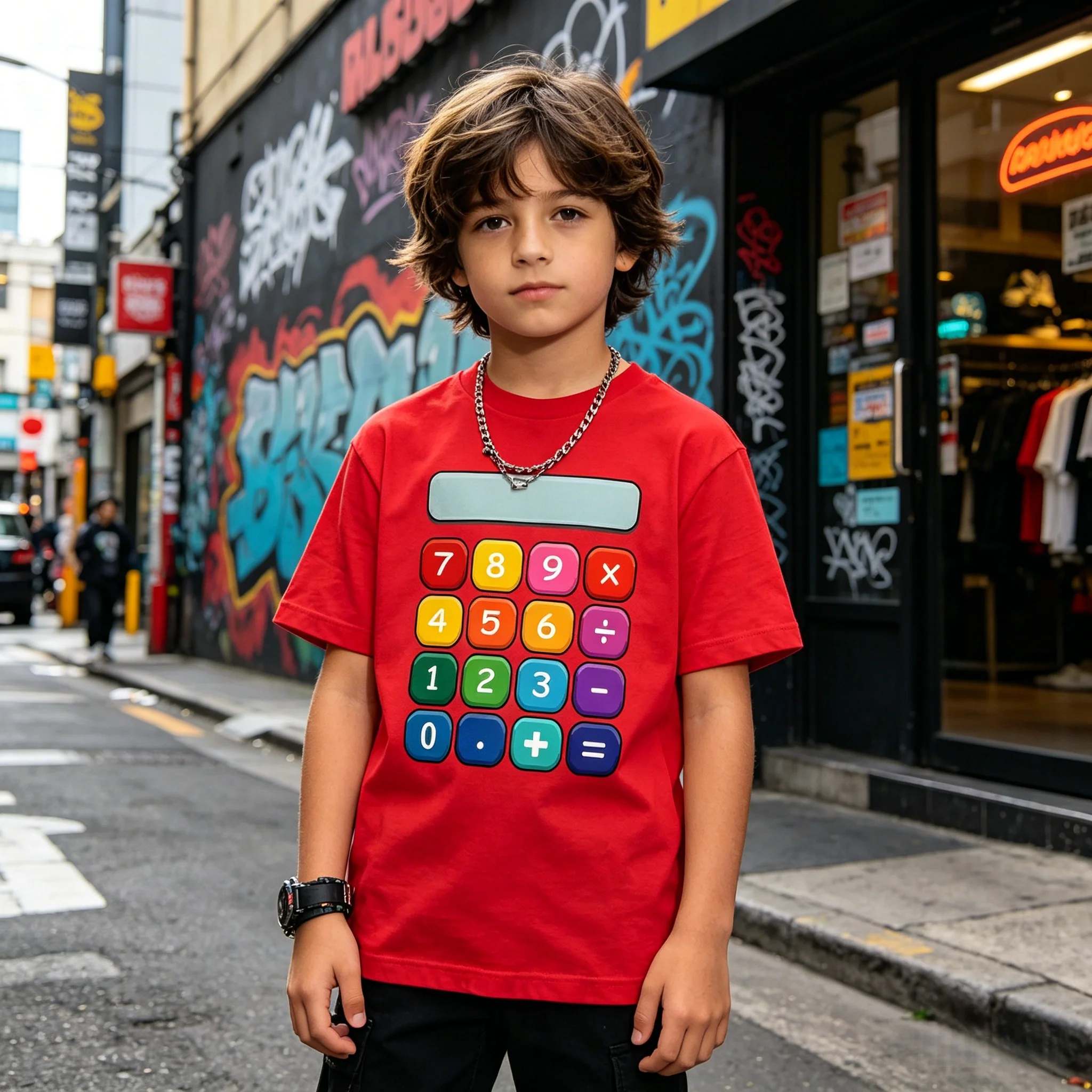 Math Calculator Print Kids Casual Short Sleeve T-Shirt Cotton Soft Breathable Machine Washable for Outdoor Sports Daily Play