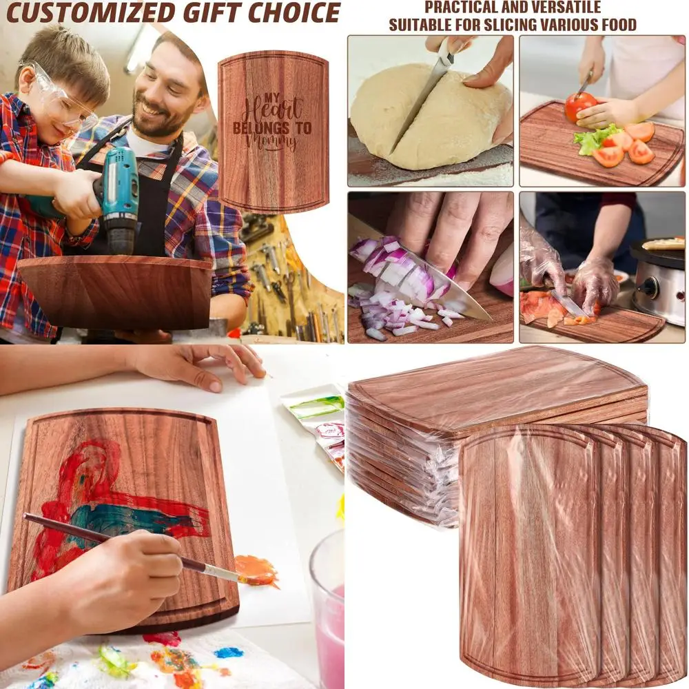 

Set of 12 Walnut Wooden Chopping Boards, 12 x 9, Ideal for Kitchen, Crafts, Weddings, and Gifts