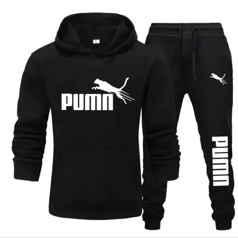 

Новый осенне-зимний мужской комплект: толстовка с капюшоном + брюки, 2 предмета, модный и стильный спортивный костюм для фитнеса и повседневной носки.