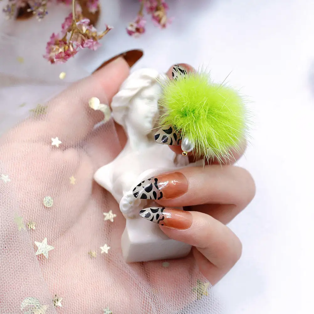 

11Pcs Hair Nail Hairball Decor with Pearl Pendant and Magnet Clasp for DIY Manicure Art Supplies Nail Beauty Decoration