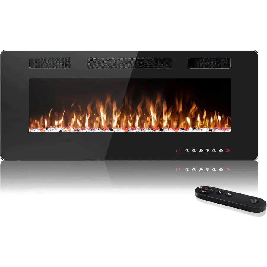 

60 Inch Electric Fireplace Inserts Ultra-Thin 750/1500W Linear Electric Fireplace Heater Slim Recessed Fireplace Electric with