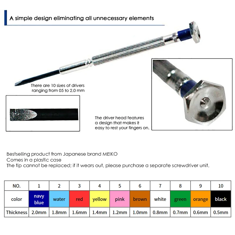 Meikosha Double End Watch Band Pin Remover Standard & Long Type Dual Diameter Tip Metal Bracelet Resizing Watch Repair Tool