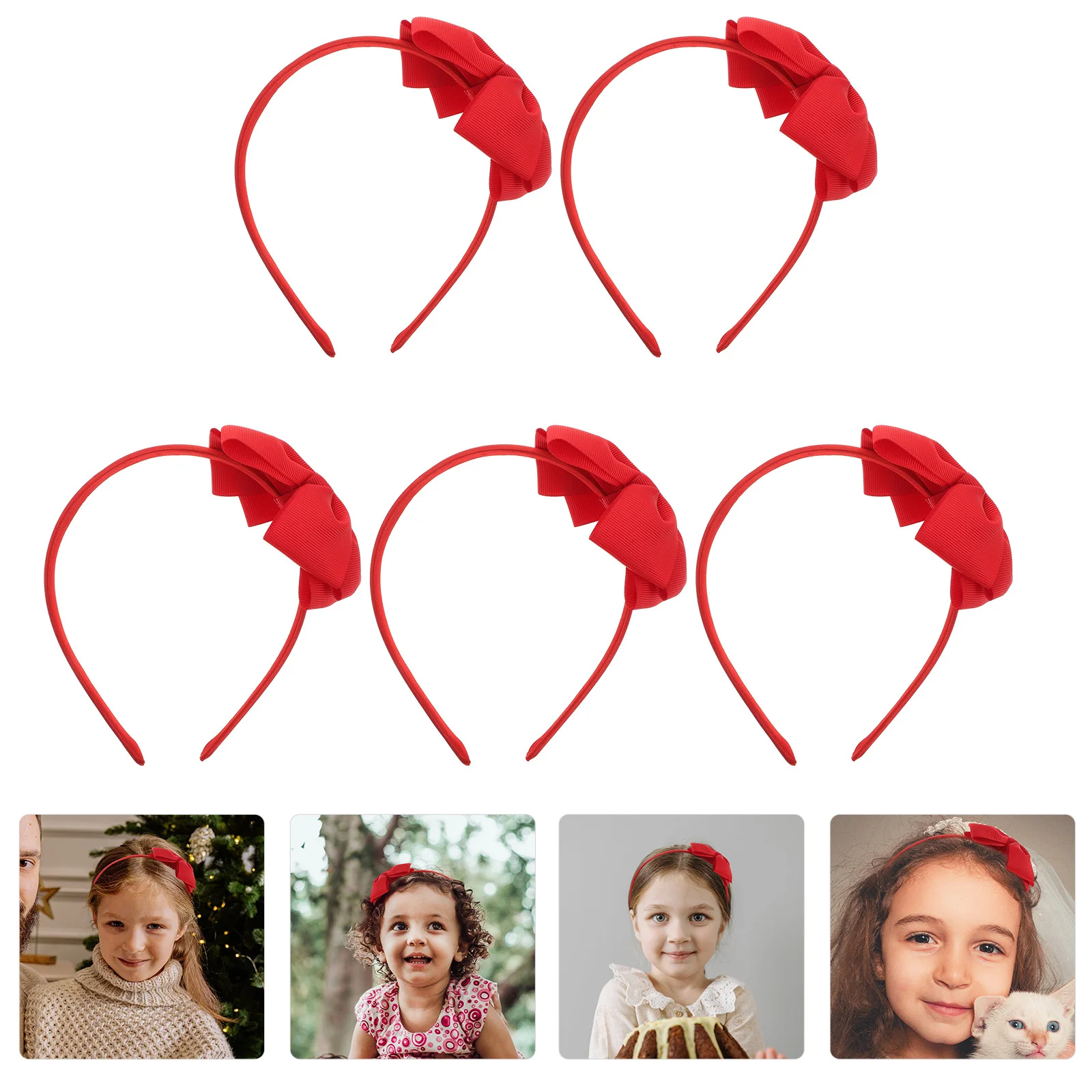 

5Pcs Cosplay Bowknot Headbands Adorable Hair Decor Party Photo Props Lovely Hair Accessories Bowknot Head Decor
