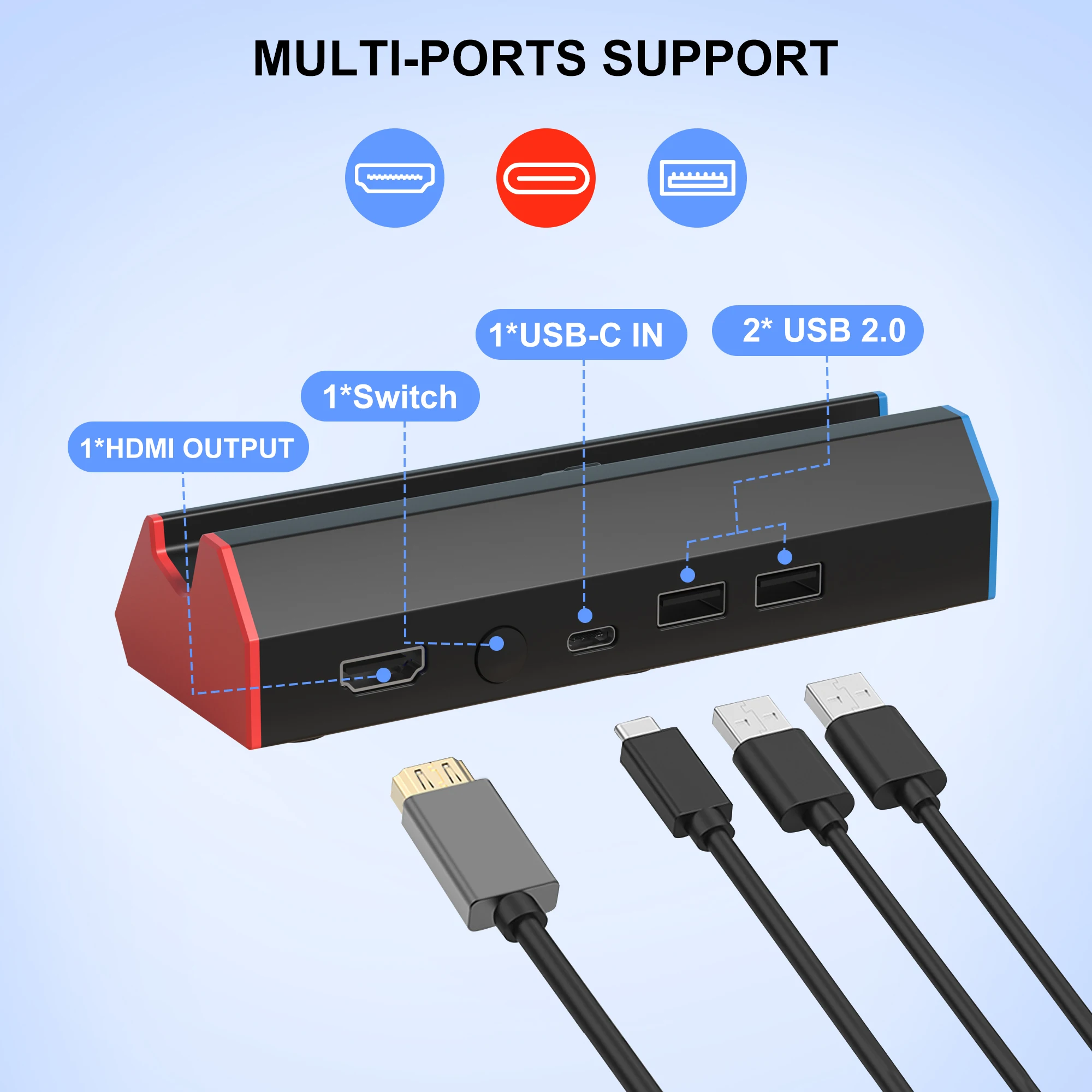 Estación de acoplamiento para Nintendo Switch / Switch OLED, reemplazo de estación de acoplamiento de interruptor para TV con adaptador HDMI 4K/tipo C/puerto USB