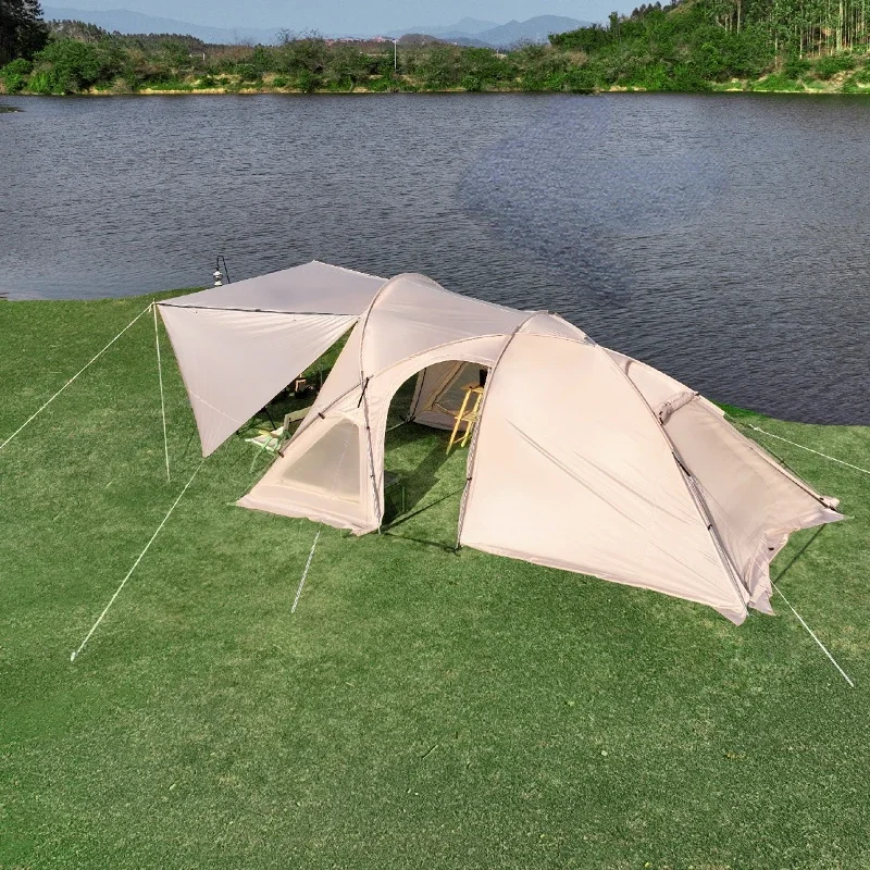 Outdoor Camping Tunnel Tent One Bedroom One Living Room Rainproof and Sun Protection Camping Tent