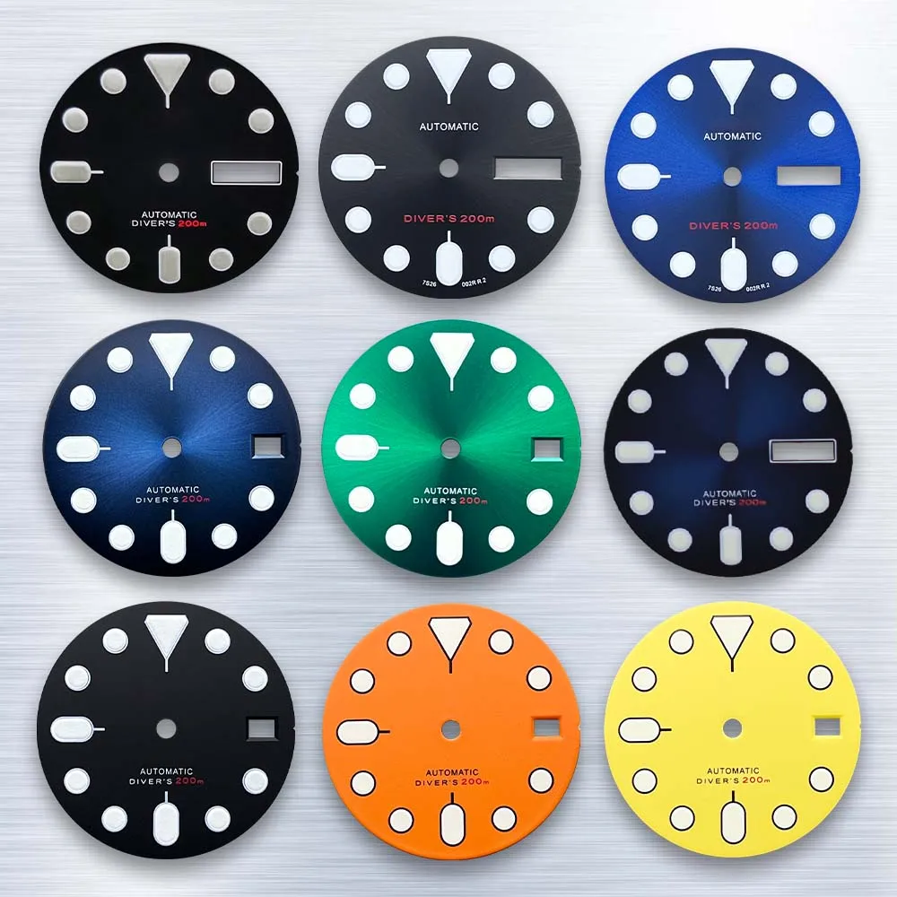 

28.5mm S Logo Dial Diving surface Suitable for NH35 Movement High-Quality Green Luminous Watch Modification repair Accessories