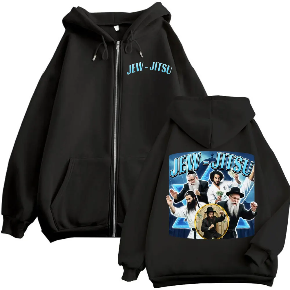 

Funny Jew-Jitsu Jewish Meme Graphic Zipper Hoodie Men Women Clothing Fashion Y2k Zip Up Pullovers Casual Loose Hooded Sweatshirt