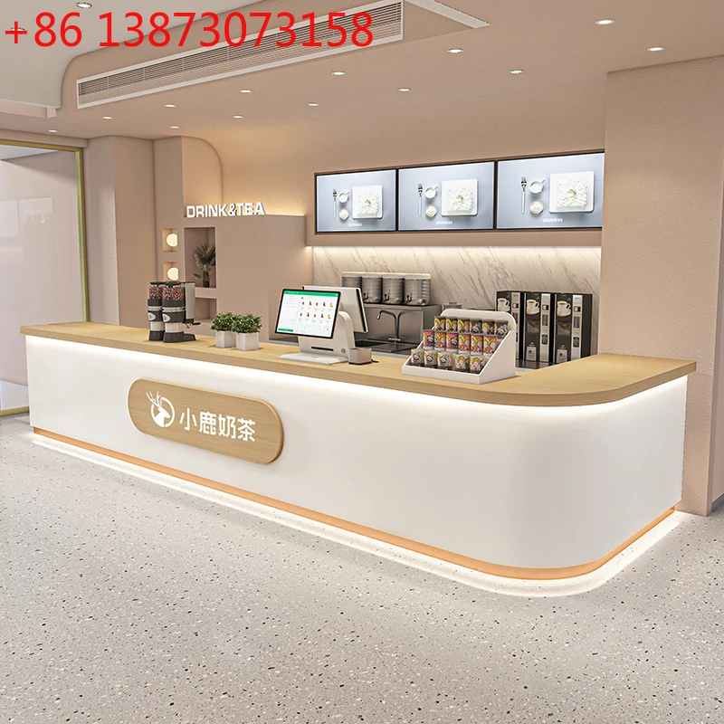 Simple milk tea shop cafe bar fruit supermarket checkout page corner front desk pet shop reception desk customization