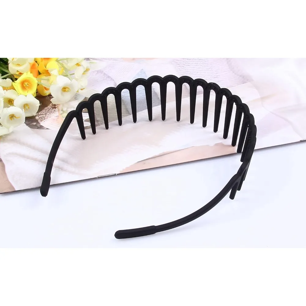Non‑Slip Plastic Zigzag Tooth Hair Hoop, Black Comb‑Style Headband for Women Men Daily Hair Accessory