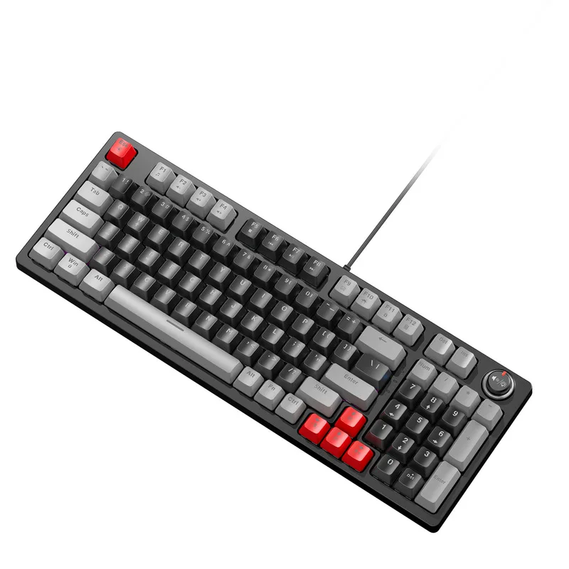 لوحة مفاتيح ميكانيكية T-Wolf Thunderwolf T50 Rgb لعبة رياضية مضيئة 97 مفتاح مخصصة مزدوجة التهجئة مع مقبض