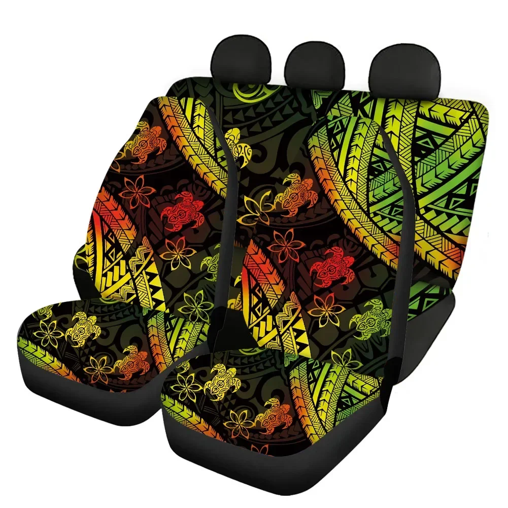 Sea Turtle Tribal Polynesian Design Car Front and Back Seat Cover Chisha Imprint Animation Design Auto Seat Cover