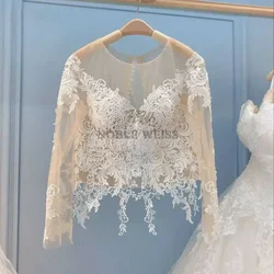 Lace Appliques Wedding Jacket Bridal Party Coat Scoop Bridal Bolero Wedding Lace Top Customized