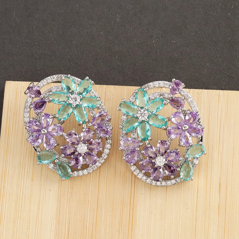 Simple Fashion Colorful Flower Earrings Hollow out Fashion High Transparent Plant Series Small Earrings Luxury Every Day Jewelry