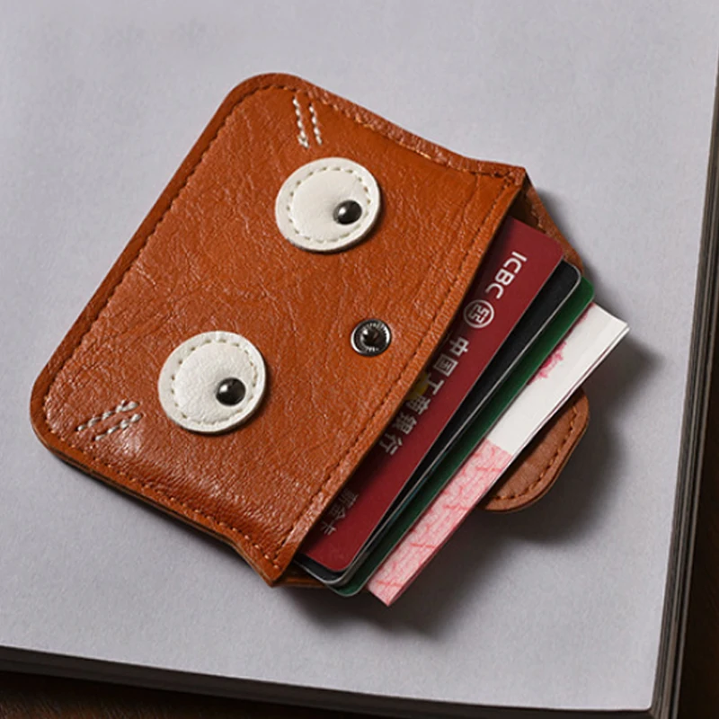 Portable Card Bags Storage Wallet Retro Cartoon Cat ID Card Wallet Coin Purse Lightweight Wallet for Women Card Holder Organizer