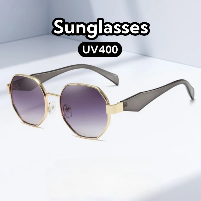 

Advanced Polygonal Metal Frame Sunglasses for Women and Men Uv Protection Travel Beach Street Shooting UV400 Shades Glasses