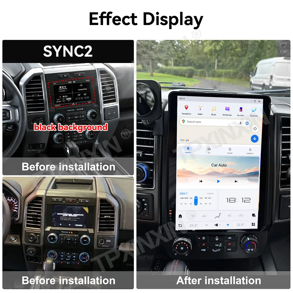 

14,4-дюймовый автомобильный мультимедийный плеер на базе Android, стерео для Ford F150 F-150 2013-2017 Sync2, автомобильный радиоприемник, GPS-навигация, магнитофон Carplay